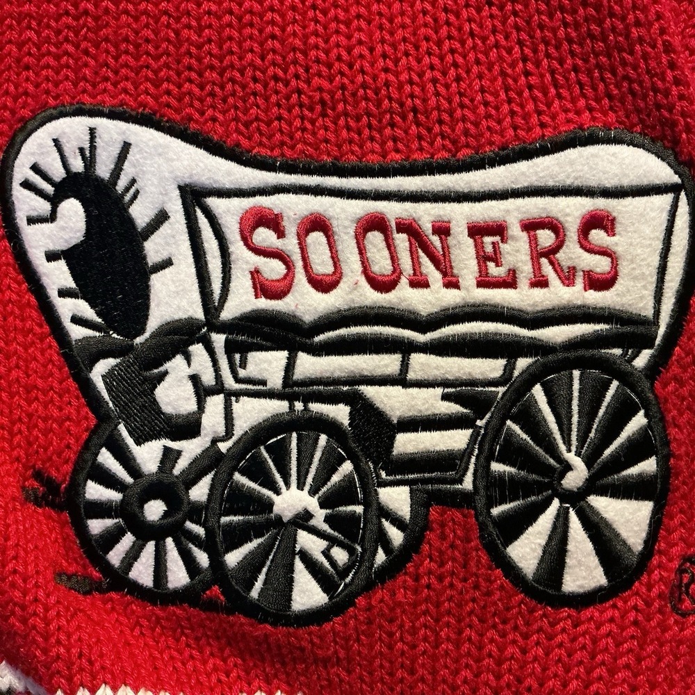 OU OKLAHOMA SOONERS Cardigan Sweater NEW No Tags Birch Bros M Football Tartan